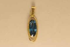 Prívesok-ovalný-londýnsko-modrý zirkón-žlté zlato-14 K