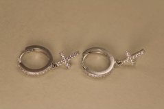 Náušnice - kruhy - krížiky - číre zirkóny - biele zlato - 14K