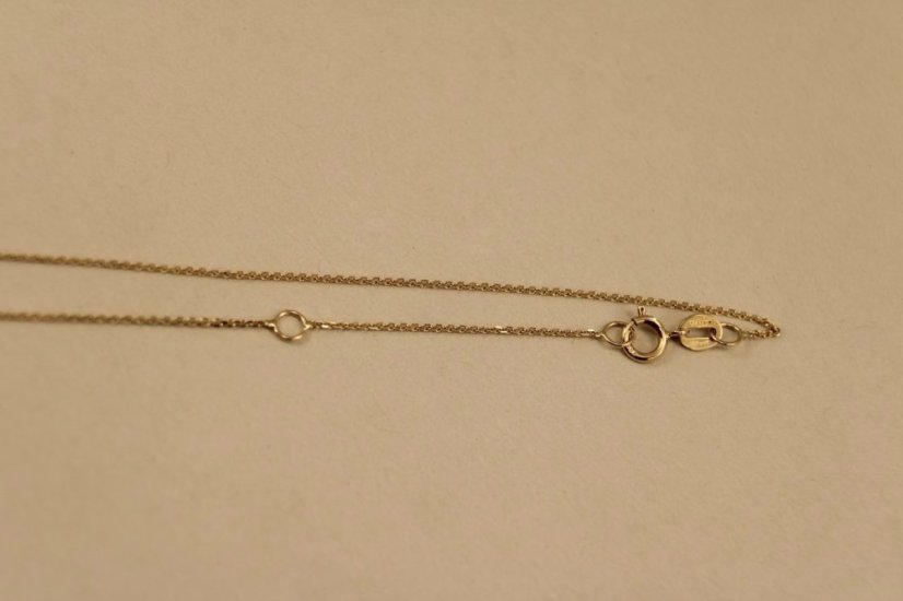 Náhrdelník - fialový Ametyst - číre zirkóny - anker - žlté zlato - 14K