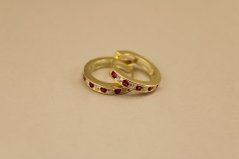 Náušnice- kruhy- číre a rúžové zirkóny- kĺb- pozlátené striebro- 925/1000