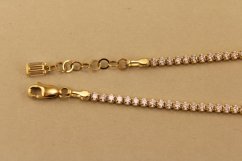 Zlatý náramok, žlté zlato, číre zirkóny 17-19cm 3,52g 14k 585/1000