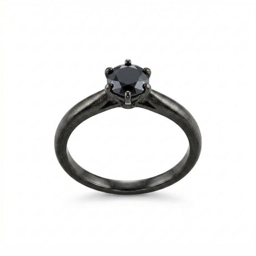 Zlatý prsteň s rutheniom a čiernym diamantom 0,65 ct - 14 karátov