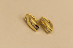 Náušnice- číre kamienky- patent- pozlátené striebro