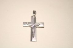 Prívesok-kríž s Ježišom-rhodiované striebro