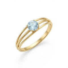 Prsteň- modrý prírodný Topás- žlté zlato- 14 karátov