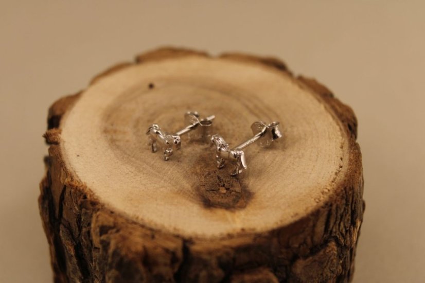 Náušnice-koník-puzetky-rhodium-striebro