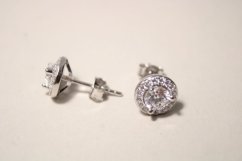Strieborné náušnice s čírym zirkónom, rhodium, napichovacie puzety, 2,15 g, 925/1000