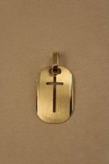 Prívesok- platnička- krížik- žlté zlato- 14 karátov