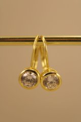 Náušnice-číry zirkón-patent-pozlátené striebro