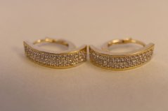 Naušnice -žlté zlato- vsadené kamienky- patenty- 14 karátov