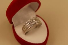 Prsteň- číre zirkóny-rhódiované striebro- 925/1000