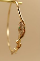 Pevný náramok - Had - Zirkón - 14k - Žlté zlato