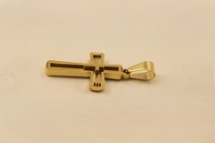 Prívesok- krížik- 3D elekt- pozlátená chirurgická oceľ