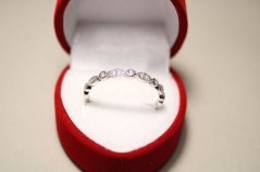 Prsteň-číre zirkóny-rhodium-striebro