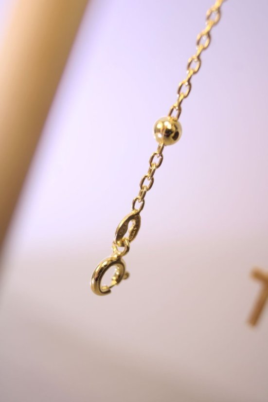 Náramok ruženec s výraznými hladkými guľôčkami z pozláteného striebra, 18,5cm, 3,27g, 925/1000 - Materiál: Pozlátené striebro, Dĺžka náramku (cm): 18,5, Váha (g): 3,27, Rýdzosť: STRIEBRO 925/1000
