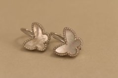 Náušnice- motýliky- perleť- patent- rhódiované striebro