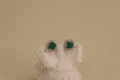 Náušnice - Achát - číre zirkóny - šrúbky - rhodium - striebro