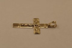 Prívesok- Ježiš na kríži- gravír- žlté zlato- 14 karátov