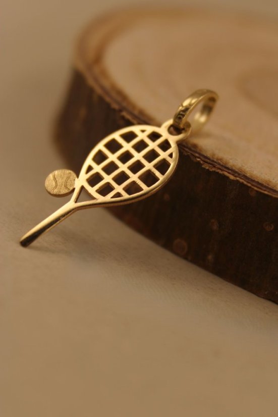 Prívesok- tenisová raketa s loptičkou- žlté zlato- 14K
