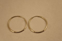 Náušnice- hladké kruhy- zasúvacie- žlté zlato- 14 karátov
