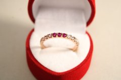 Prsteň-Rose Gold - farebné zirkóny-pozlátené striebro