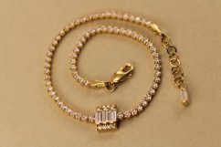 Zlatý náramok, žlté zlato, číre zirkóny 17-19cm 3,52g 14k 585/1000