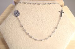 Strieborný ruženec náhrdelník na krk, rhodium, 47,5 cm, 3,49 g, 925/1000