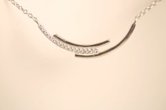 Strieborná celebritka zaoblená kontúra s čírymi zirkónmi, rhodium, 42-45 cm, 4,02 g, 925/1000