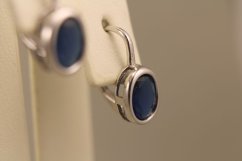 Náušnice-modrý zirkón-patent-striebro