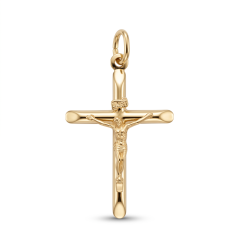 Prívesok-Kríž s Ježišom-Žlté zlato-14k