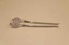 Náušnice - visiace - číre zirkóny - rhodium - striebro