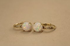 Náušnice- opál- zirkóny- patent- pozlátené striebro