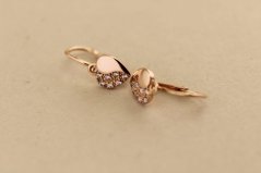 Náušnice- srdiečka- číre zirkóny- brizúra- ružové zlato- 14 karátov