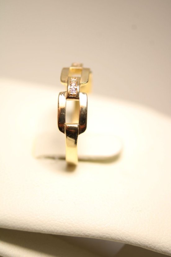 Prsteň-retiazkový vzor-žlté zlato- číre zirkóny-14 karátov