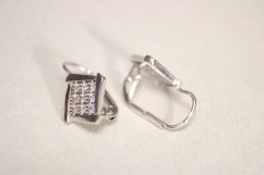 Naušnice- štvorce- číre zirkóny- patent- biele zlato- 14 karátov