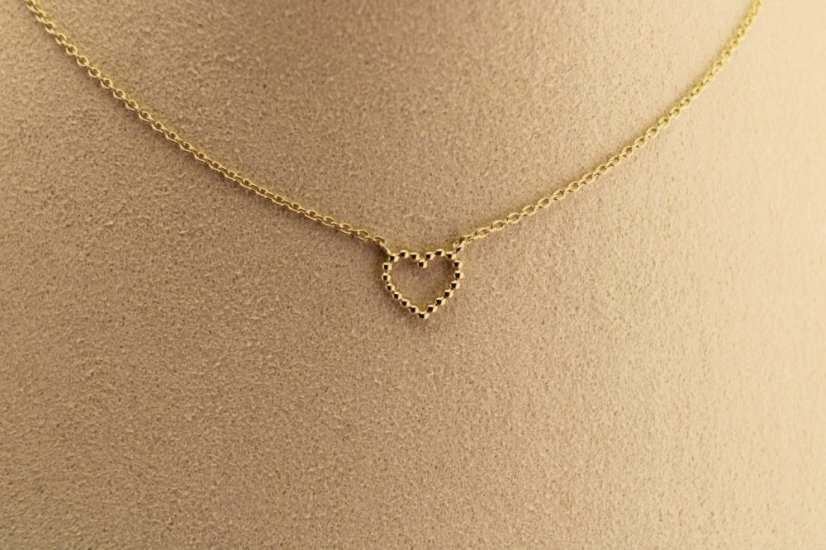 Zlatá celebritka so srdiečkom - Zlaté srdiečko bez zirkónov - Žlté zlato - 14k