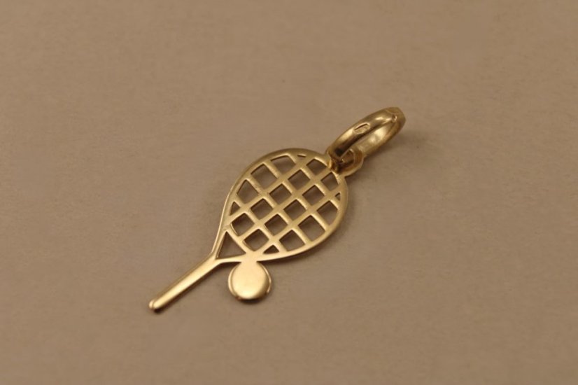 Prívesok- tenisová raketa s loptičkou- žlté zlato- 14K