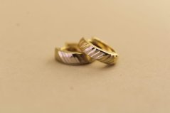 Náušnice - kruhy s gravírom - kombinované zlato - 14k