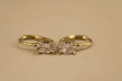 Náušnice- číre zirkóny- patent- pozlátené striebro