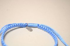 Šnúrkový modrý náramok so strieborným srdiečkom, nastaviteľná dĺžka,číre zirkóny 1,55g, rhódium, 925/1000