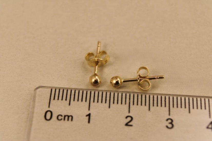 Náušnice- malé guličky- puzetky- žlté zlato- 14 karátov