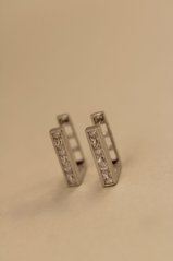 Náušnice- obdĺžníky- číre zirkóny- zacvakávacie- biele zlato- 14K