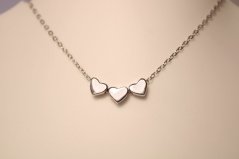 Strieborný náhrdelník TRI SRDIEČKA, rhodium, 43-48 cm, 2,14 g, 925/1000