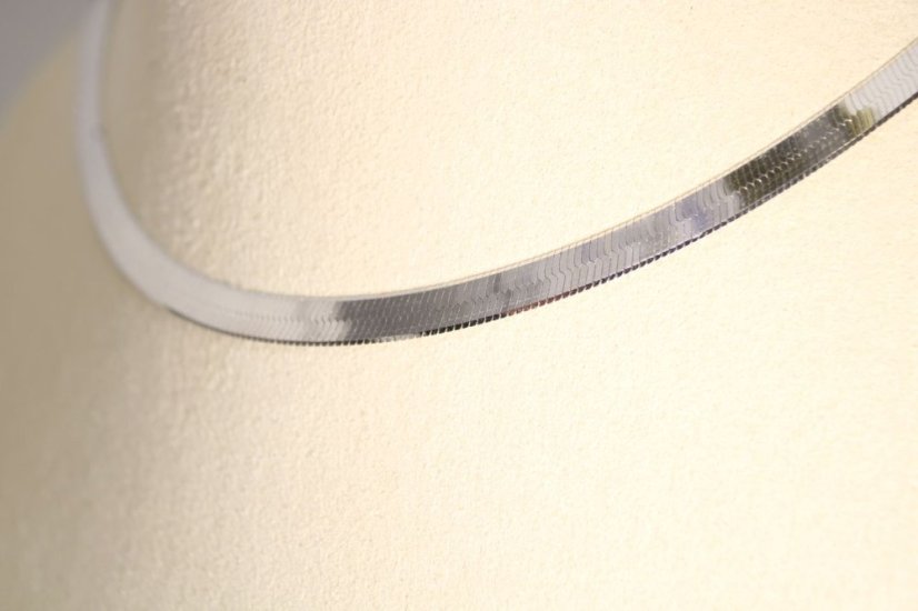 Strieborný náhrdelník plochý, rhodium, 42,5 cm, 8,66 g, 925/1000