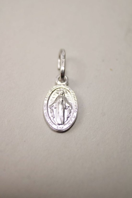 Prívesok- Zázračná medaila s Pannou Máriou- rhódiované striebro