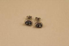 Náušnice- modrý zirkón- napichovačky- biele zlato- 14 karátov