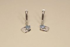 Visiace náušnice-modrý zirkón-striebro-rhodium