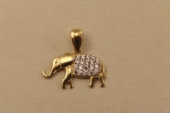 Prívesok- sloník- číre zirkóny- viacfarebné zlato- 14 karátov