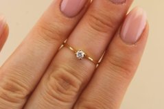 Zlatý prsteň - Minimalistický dizajn - Číry zirkón - Žlté zlato - 14k