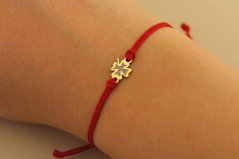 Šnurkový náramok - Štvorlístok - Matný prvok - Žlté zlato - 14k